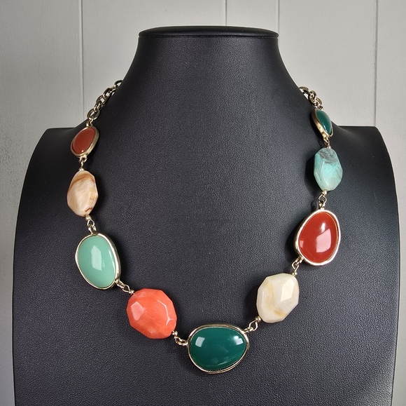 Colorful Chunky Gemstone Statement Necklace - Picture 2 of 3